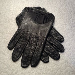 womens Harley Davidson black leather scoop gloves